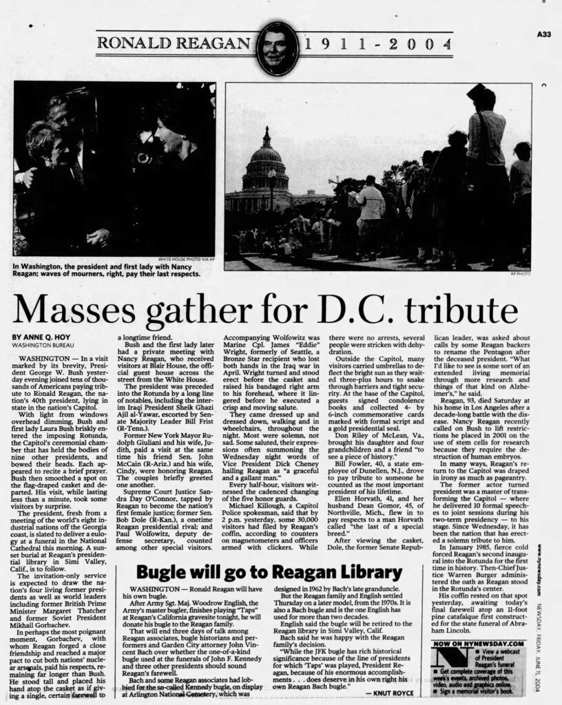 History ReaganBugle June112004 Newsday