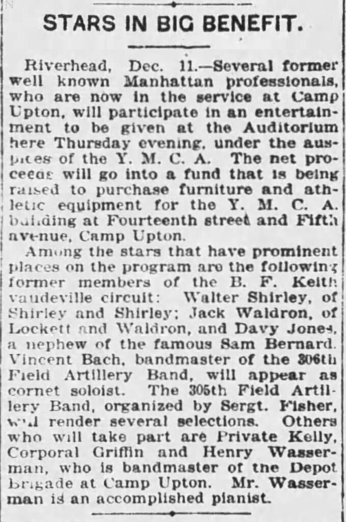 VincentBach Personal ArmyBenefitConcert Dec1917