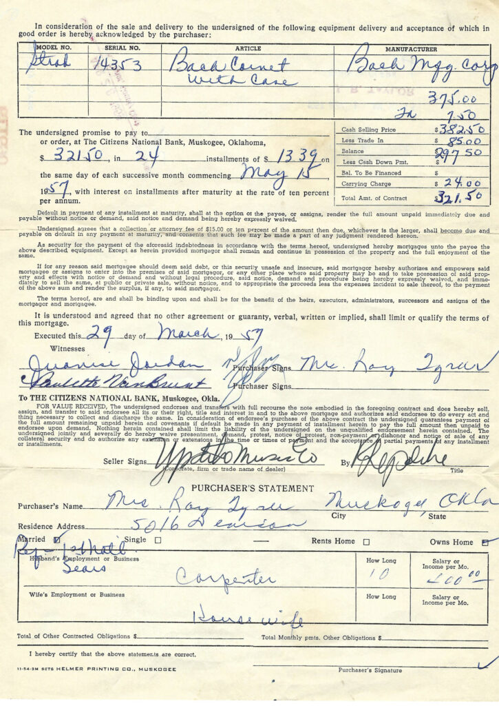 Trumpet Invoice May1957