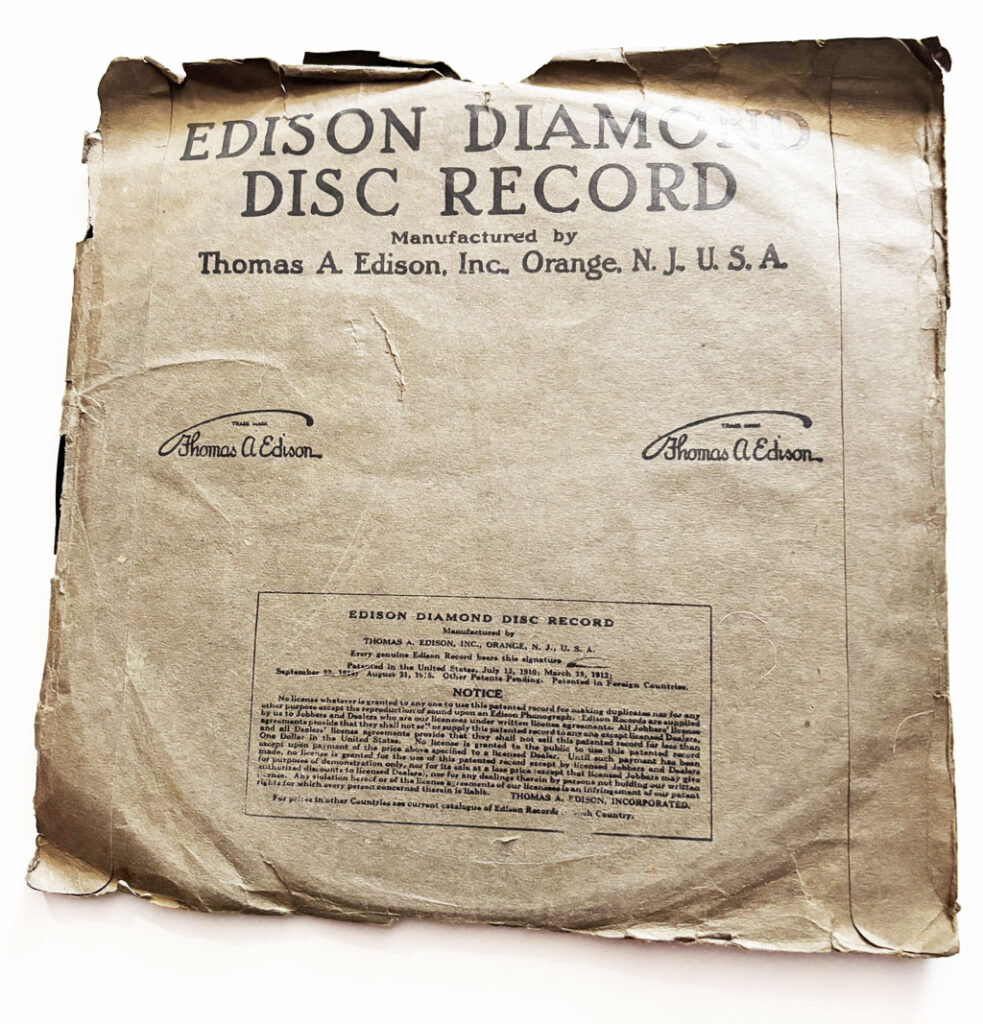 Edison Artist Edison RecordSleeve Back
