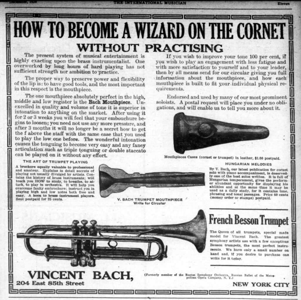 VincentBach Artist FrenchBesson IntlMusician Dec1920