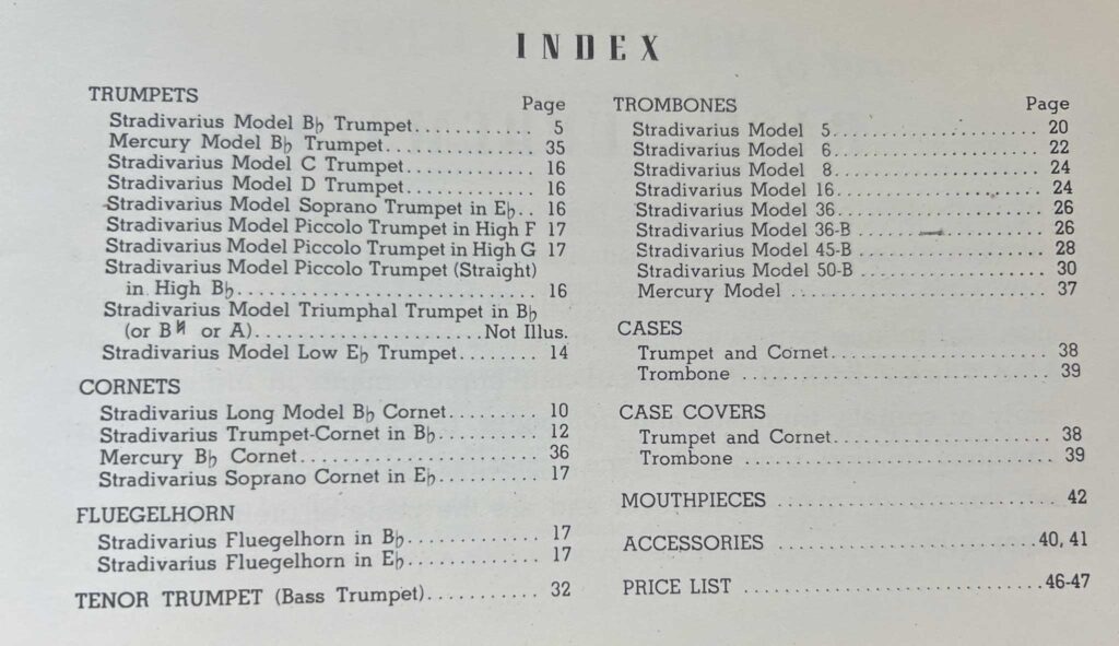 Bach Flugelhorns Catalog1940 FlugelIndex