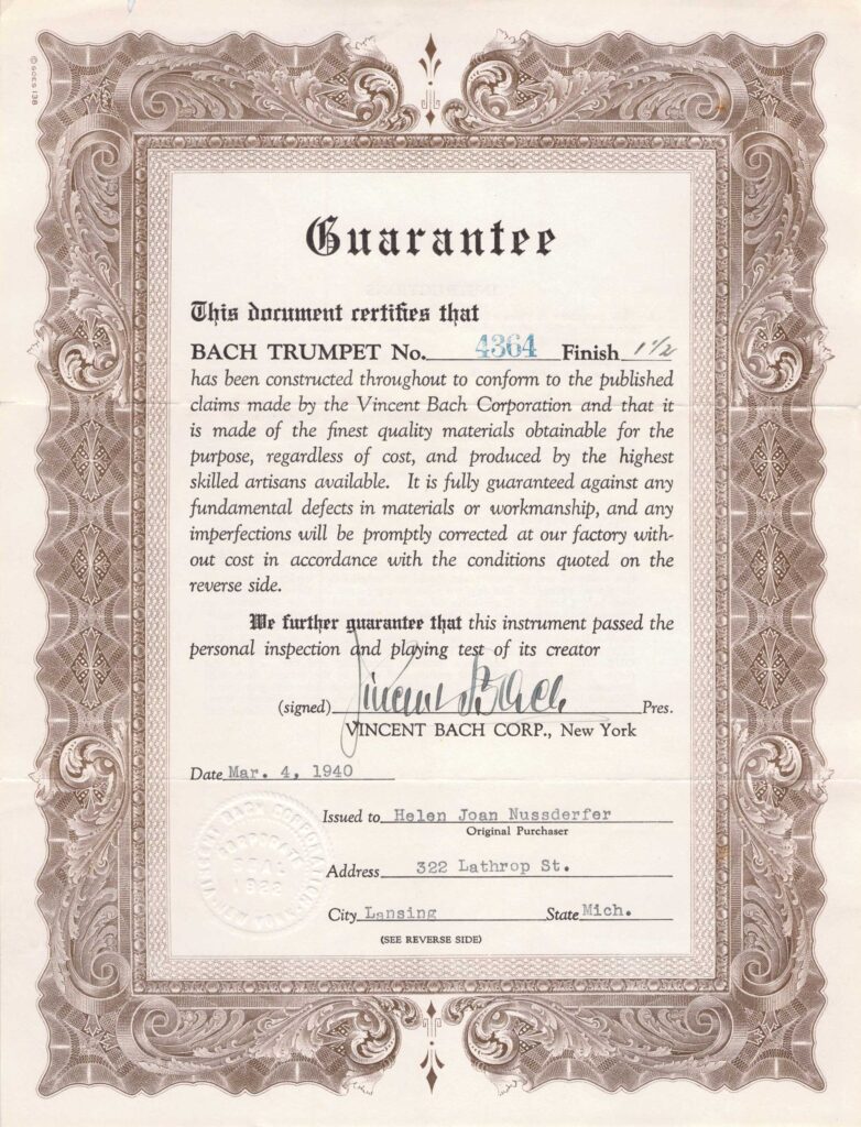 History Warranty 1940front