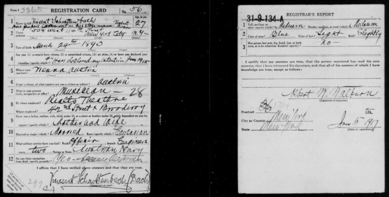 VincentBach Personal USArmy Draft1917