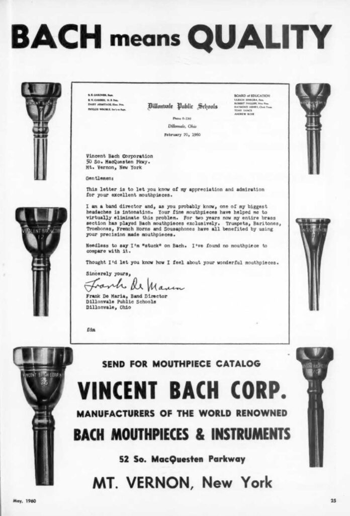 BachAd BachMeansQuality SchoolMusicianDirector May1960p25