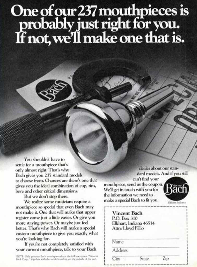 BachAd BachMouthpieces 1977
