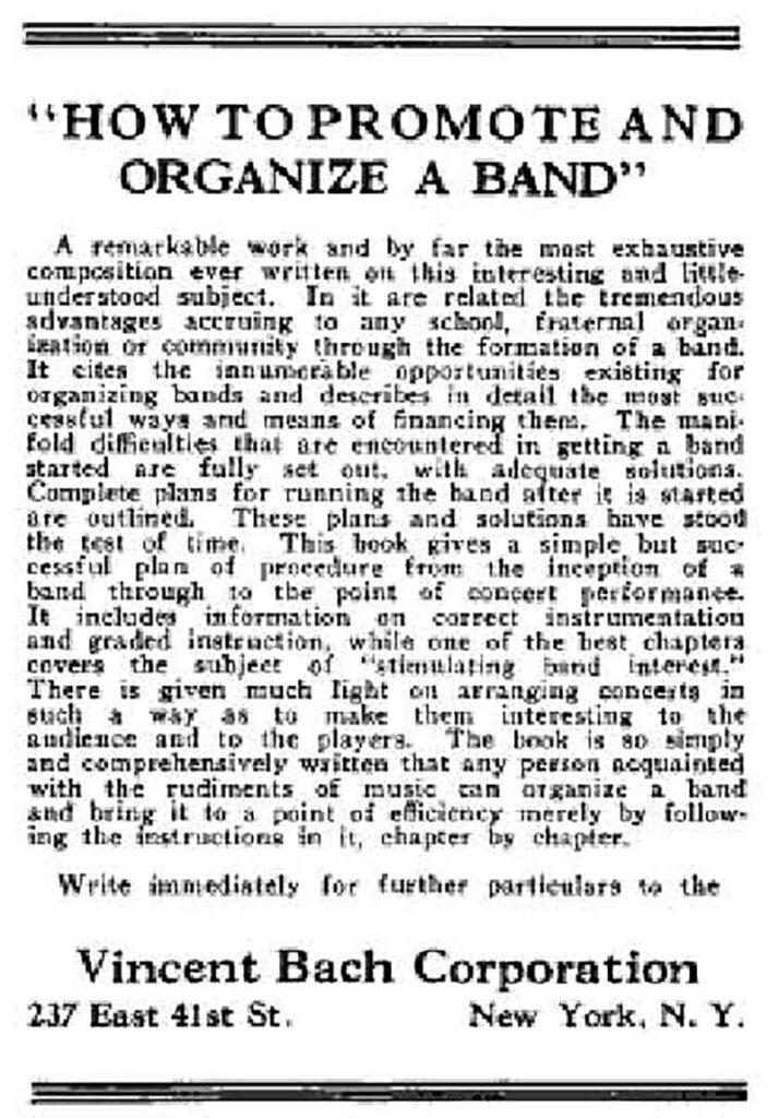 BachAd BachOrganizeBand 1927