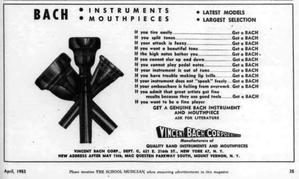 BachAd GetaBach SchoolMusician April1953p35