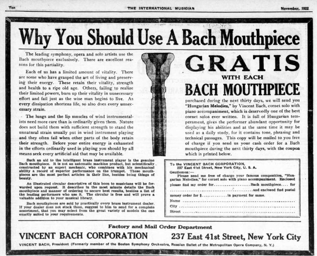 BachAd Gratis InternationalMusician Nov1922