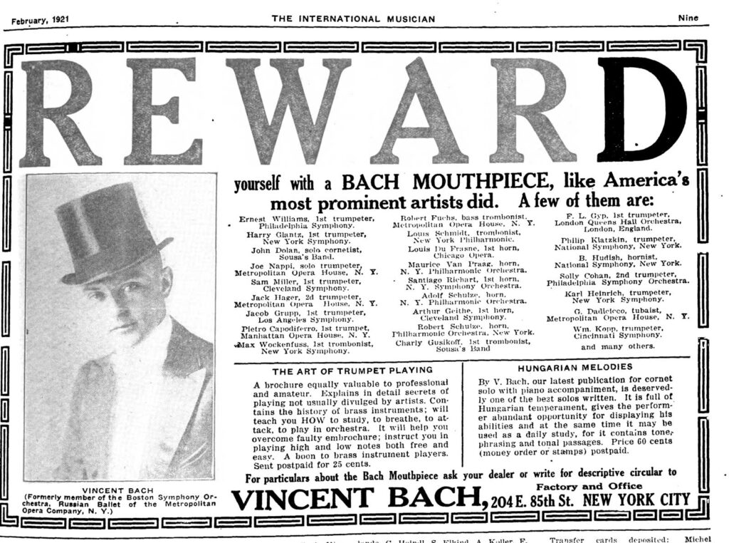 BachAd Reward InternationalMusician Feb1921p9