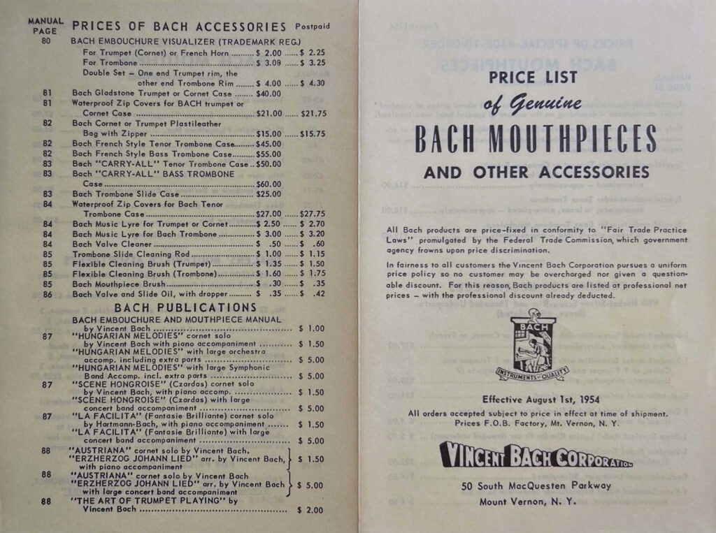Mouthpiece PriceList 1954 outside