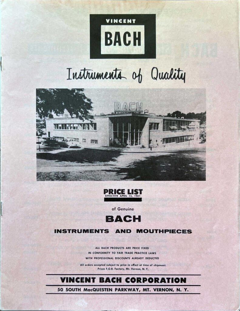 Mouthpiece PriceList 1961 front