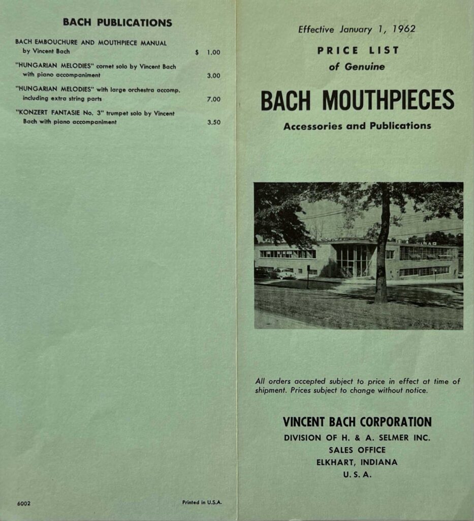 Mouthpiece PriceList 1962