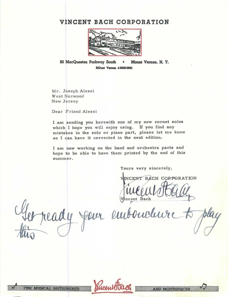 VincentBach Publisher KonzertFantasie3 Letter 1958