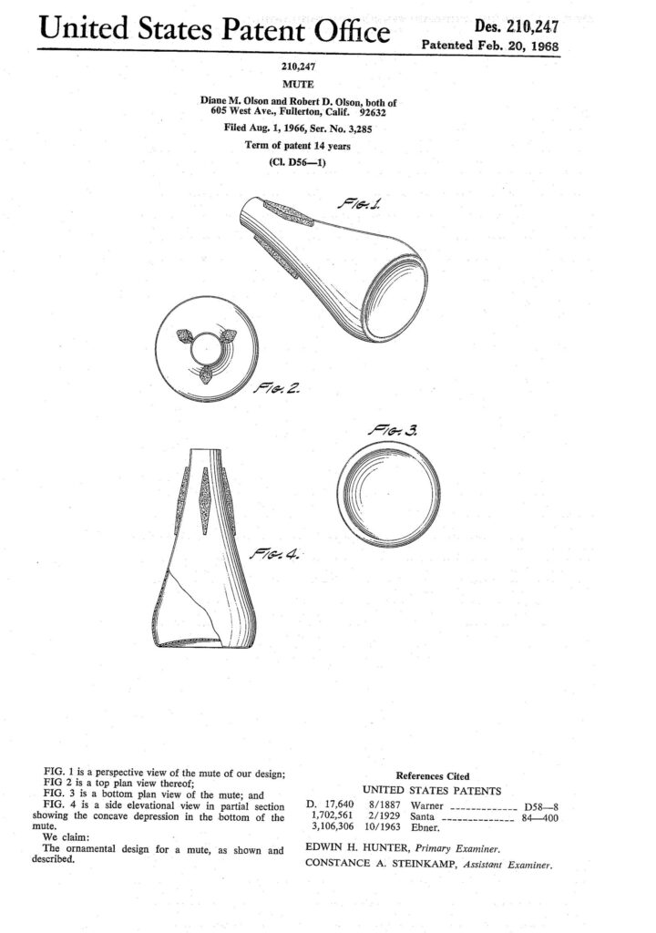 Accessory BachStraightMute USPatentD210247