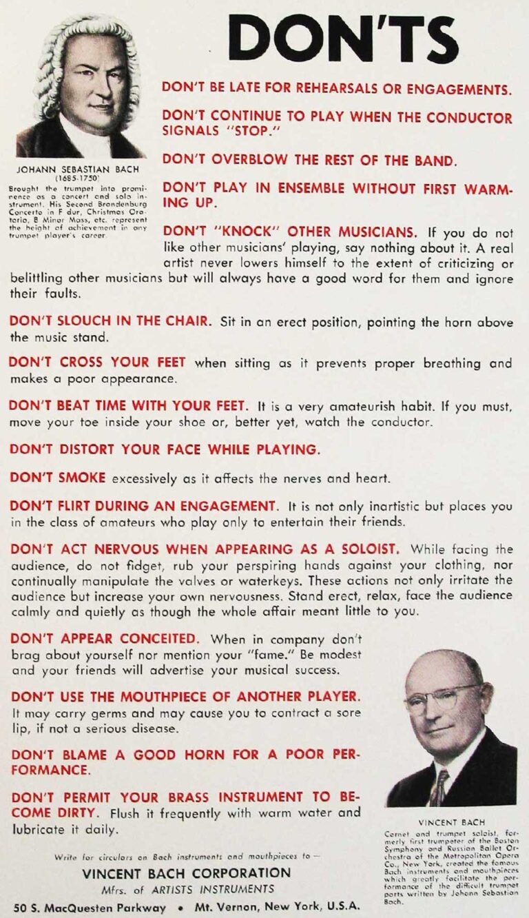 BachAd VincentBach DosDonts 1950s