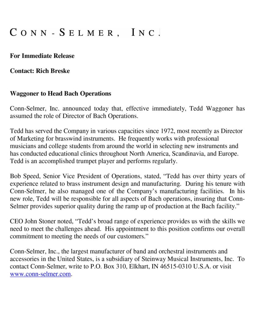 History Leadership TeddWaggonerAnnoucement 2006