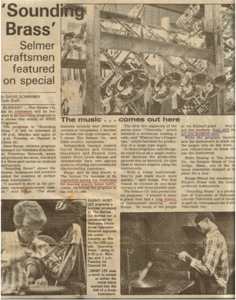 History SoundingBrass ElkhartNewspaper 1990s