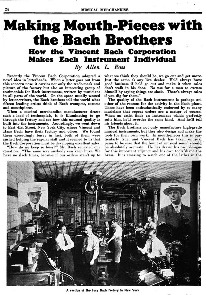 VincentBach Story MakingMouthpieces MusicalMerchandise Nov1926 p103