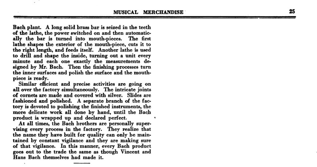 VincentBach Story MakingMouthpieces MusicalMerchandise Nov1926 p104